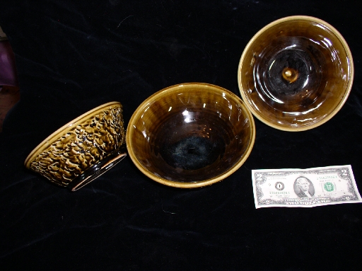 3 golden-brown bowls